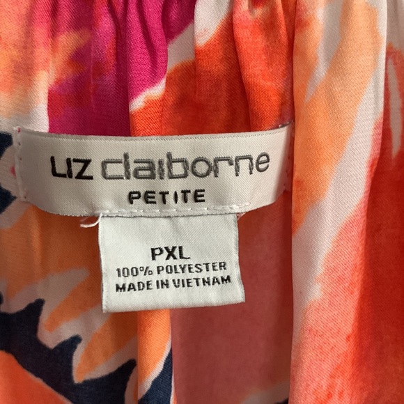 Liz Claiborne Floral Sleeveless V-Neck Top Vibrant Multicolor Like new!! Sz PXL - Picture 6 of 7